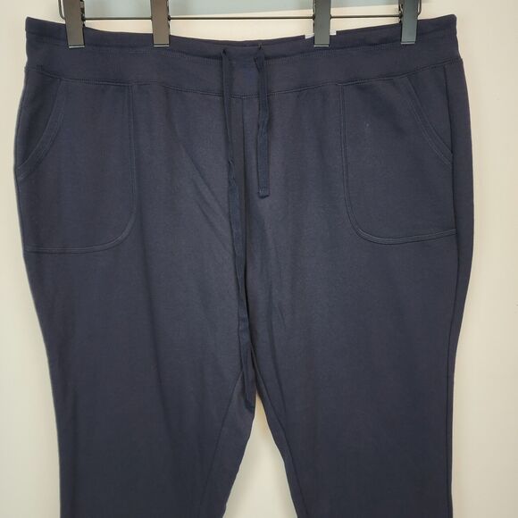 Ave Leisure French Terry Lounge Pants Size 26/28 Drawstring Blue Straight Leg - Picture 3 of 11
